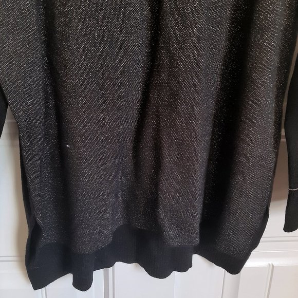 Anne Klein NWT Shimmer Black & Gold Metallic Hi/Low Sweater XL - Picture 4 of 13
